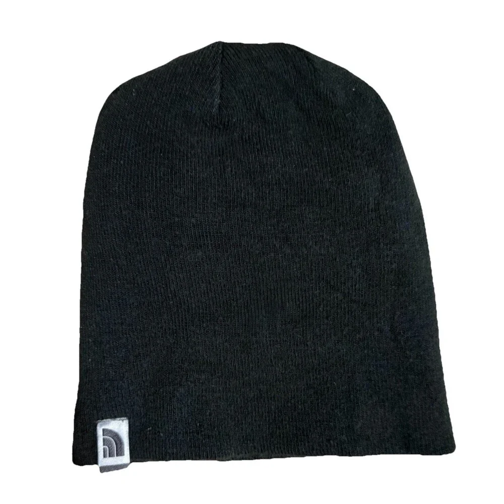 The North Face Youth Reversible Beanie Gorpcore Black Green Stripe Knit Hat Sz M